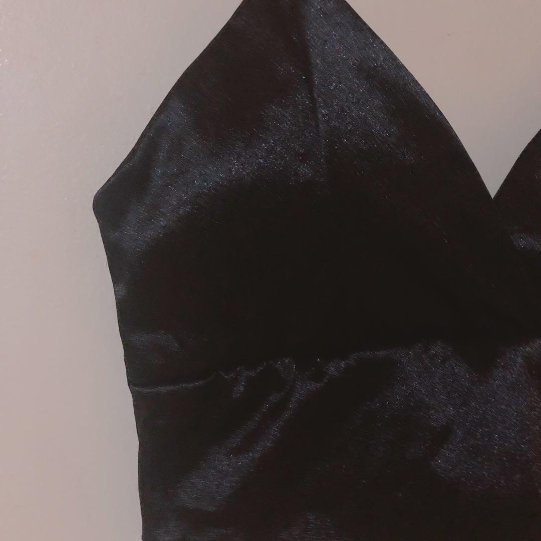 Black Satin Bralette, Women's Fashion, Tops, Sleeveless on Carousell