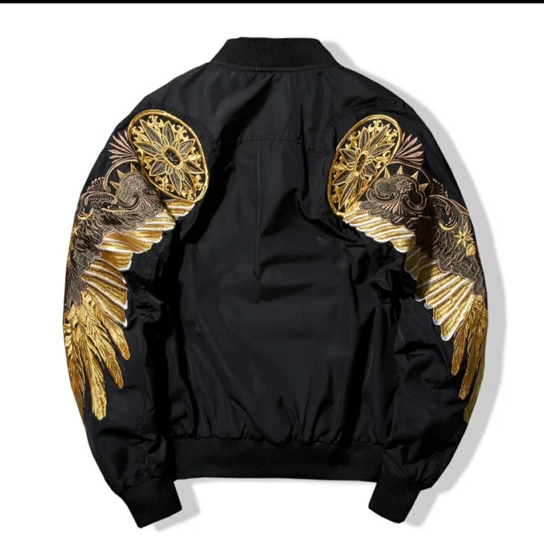 Bomber Jacket Men Embroidery Black Red Gold Jacket Wing Men S Fashion Clothes Tops On Carousell