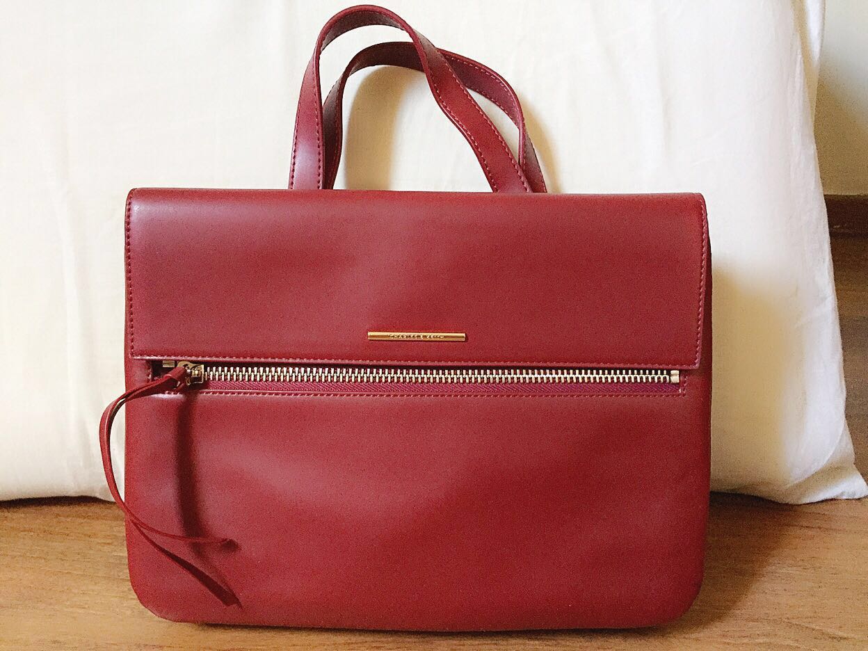charles & keith double zip structured bag
