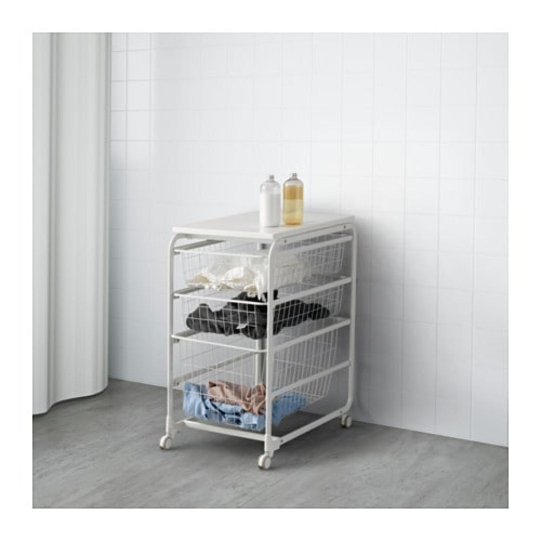 Ikea Algot Dresser Frame Wire Baskets Top Shelf Castor