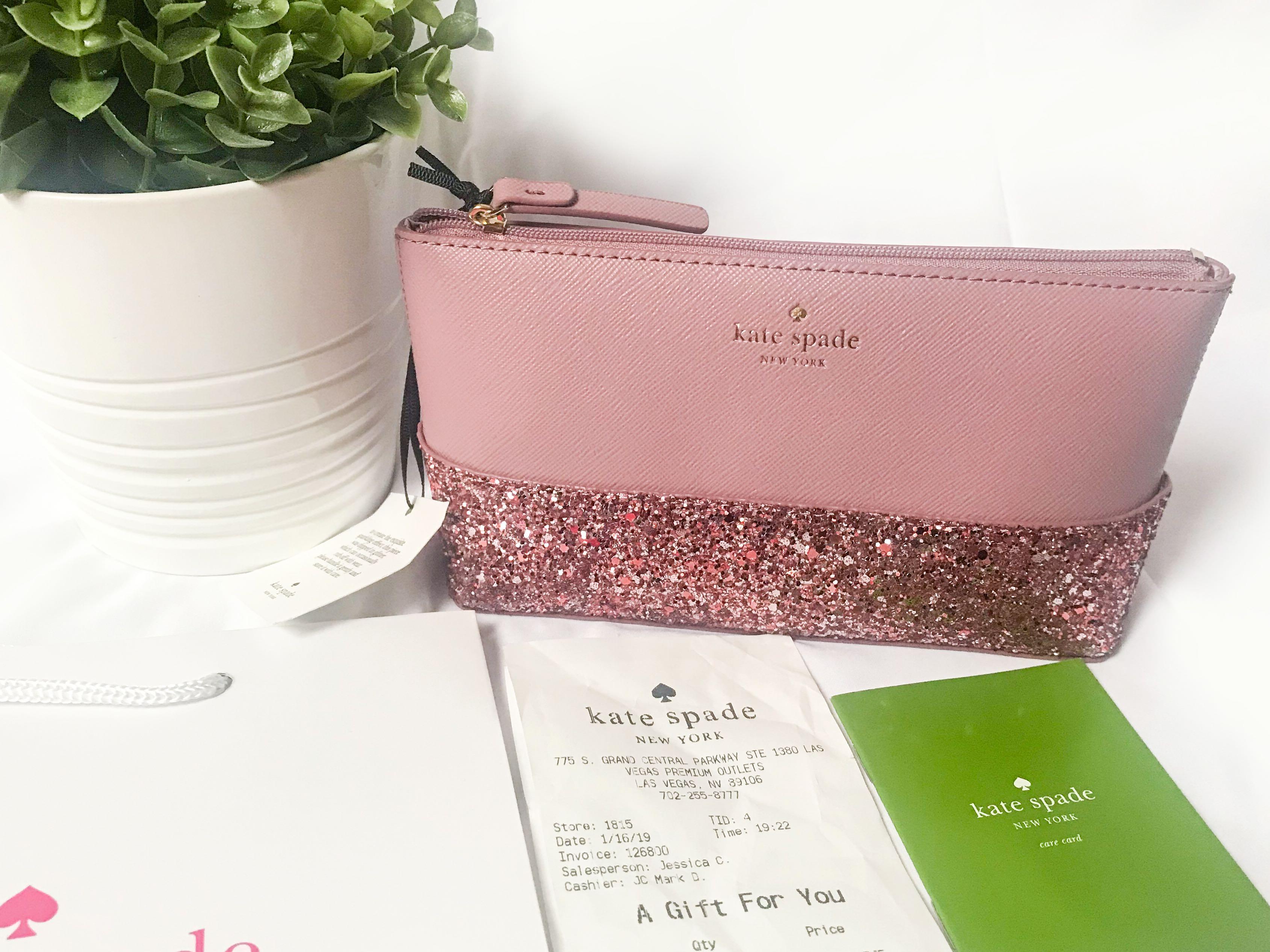 Kate Spade Women's Greta Glitter Designer Tote Handbag Purse Medium Pink  Leather | eBay