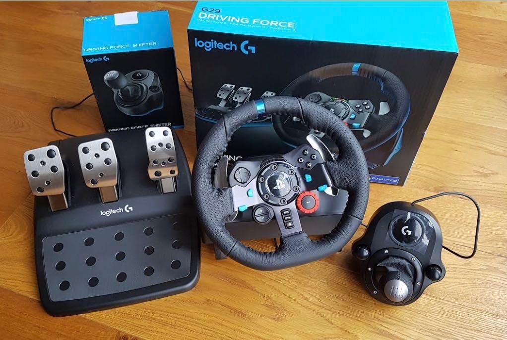 Logitech G29 Driving Force Racing Wheel & Pedals Plus Gear Shifter Bundle  (PS4 / PS3 & PC)