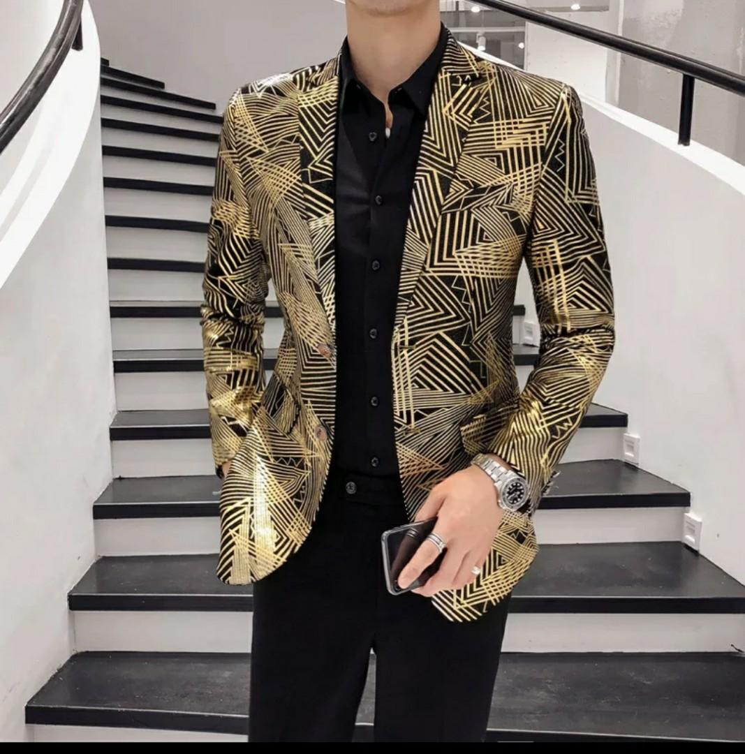 Mens black clearance and gold blazer