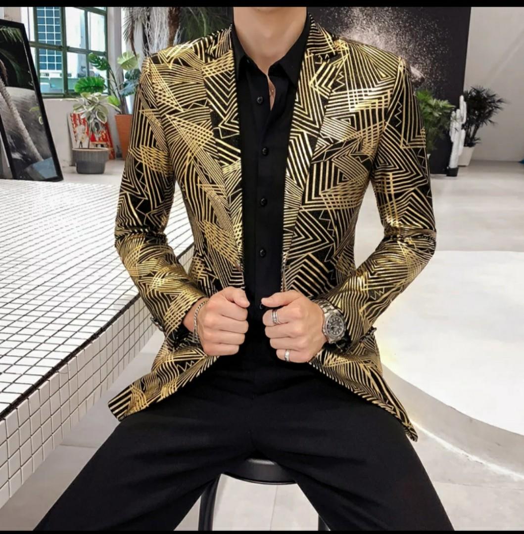 Mens black gold store blazer