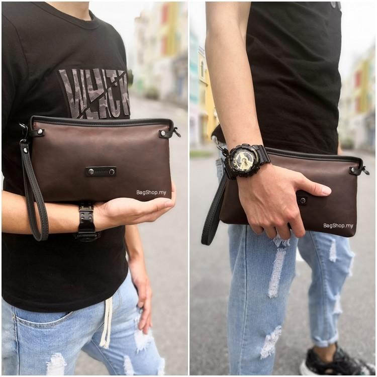 Men Leather Clucth Hand Carry Bag, Men's Fashion, Bags, Sling Bags on ...