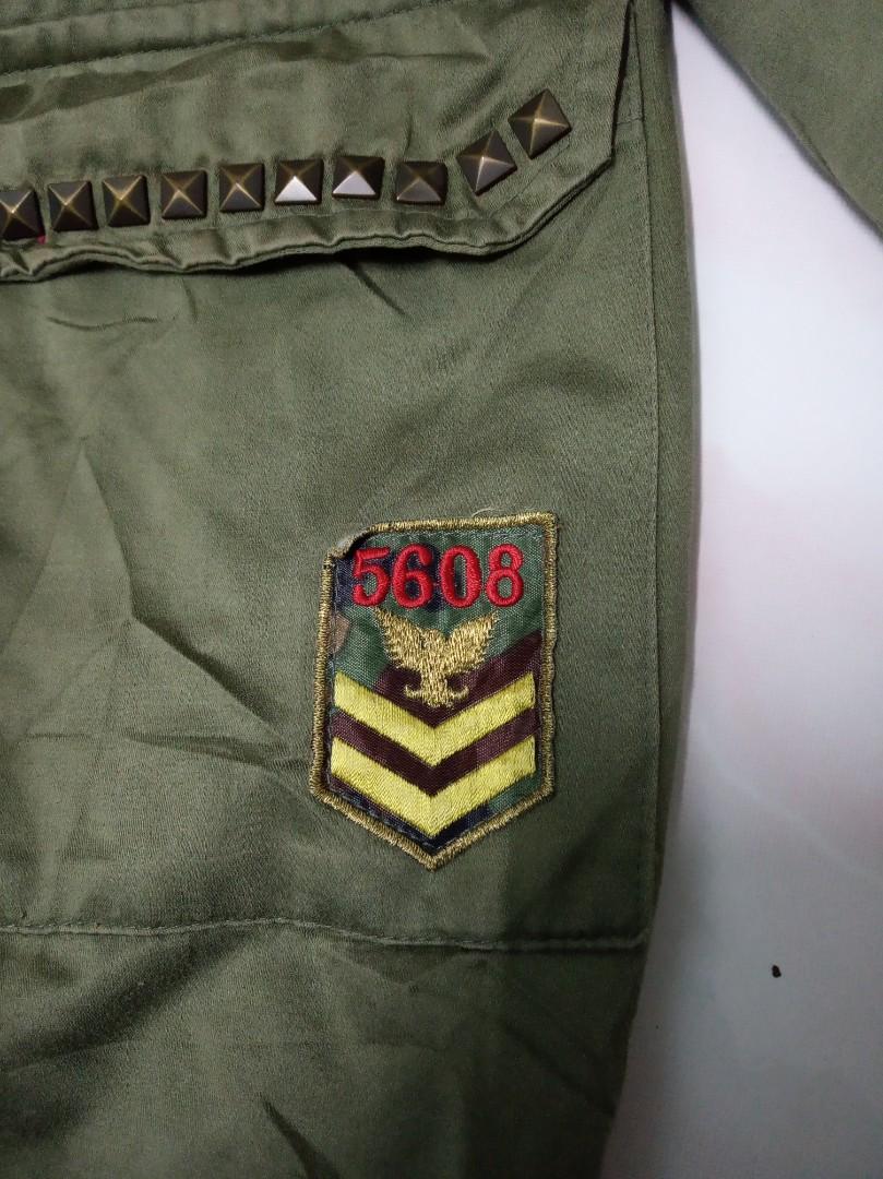 Military jacket (patches), Men's Fashion, Tops & Sets, Hoodies on Carousell
