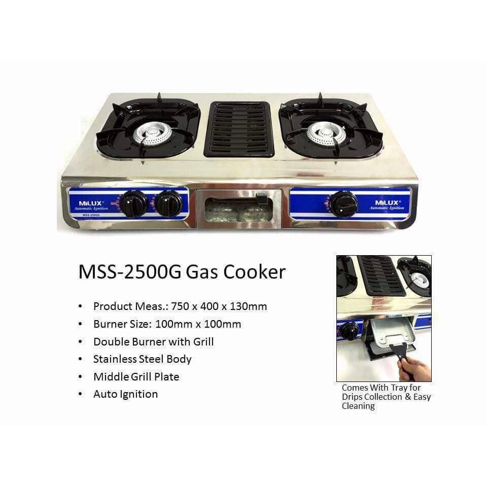 MILUX GAS COOKER STOVE Dapur Masak With Grill, TV & Home Appliances, Kitchen Appliances, Hobs