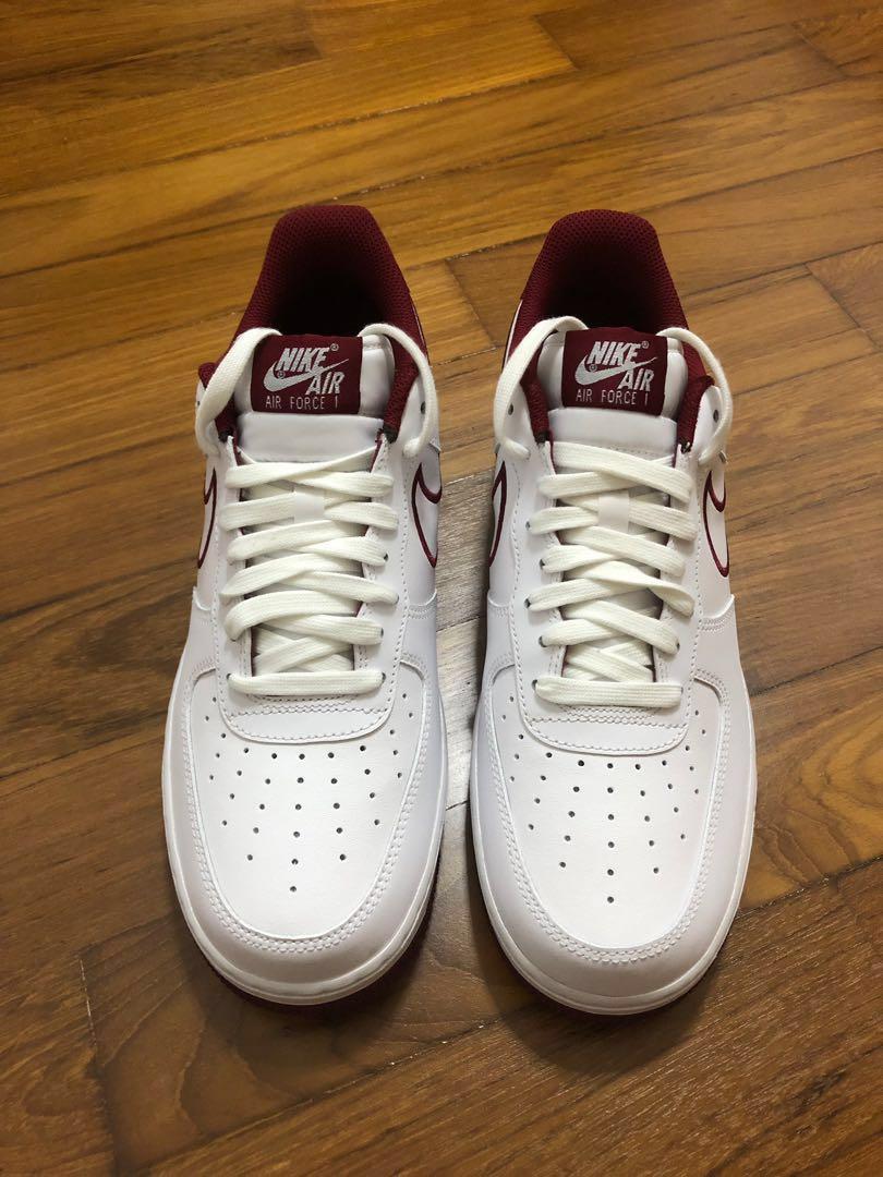 Nike Air Force 1 07 LTHR white red UK 7