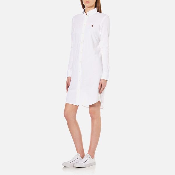 sleeve knit Oxford White shirt dress 