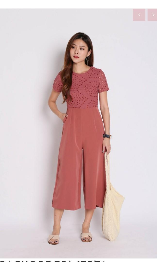 coral color jumpsuit