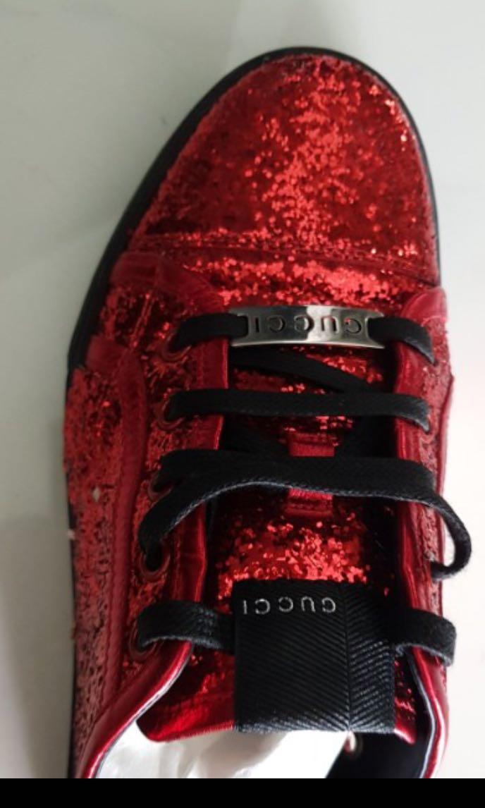 red glitter gucci shoes