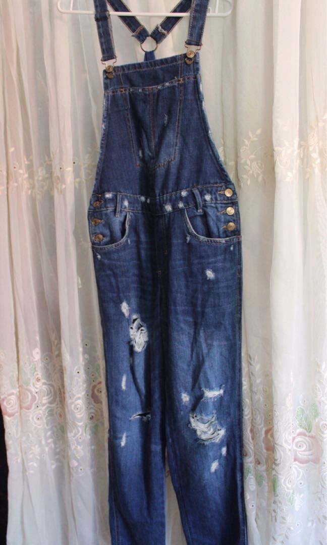 Zara Denim overalls Jumper, Women's Fashion, Bottoms, Other Bottoms on