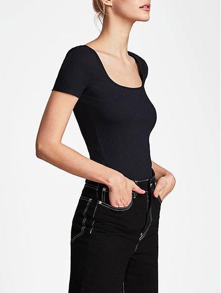 zara square neck shirt