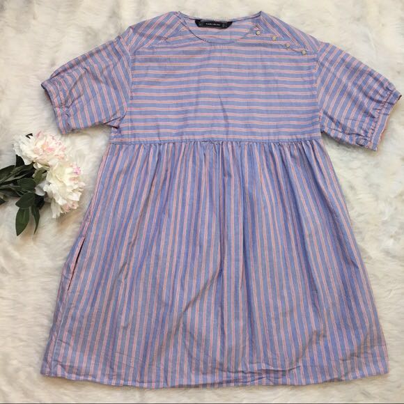Zara Striped Babydoll Dress Women S Fashion Dresses Sets Dresses On Carousell