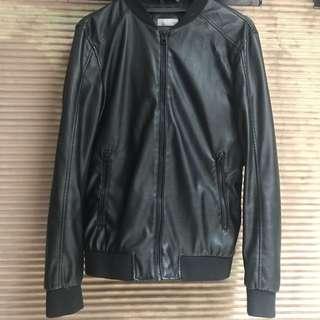 ZARA Man Faux Leather Bomber Jacket