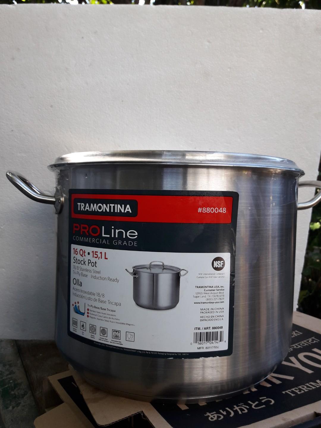 16 Qt/ 15,1 L Stock Pot (Category: BBQ, Grills & Hotpots) located in Quezon City. Submitted by declutteringqueen22 (Listing ID 214124473, Image 2). Description: Tramontina #880048 ProLine Commervial Grade 16 Qt/15,1 L Stock Pot 18/8 Stainless Steel Tri-Ply Base Induction Ready . Made in China. Packaged in USA. 9.5 inches H more or less Circumference more or less 10 inches.
