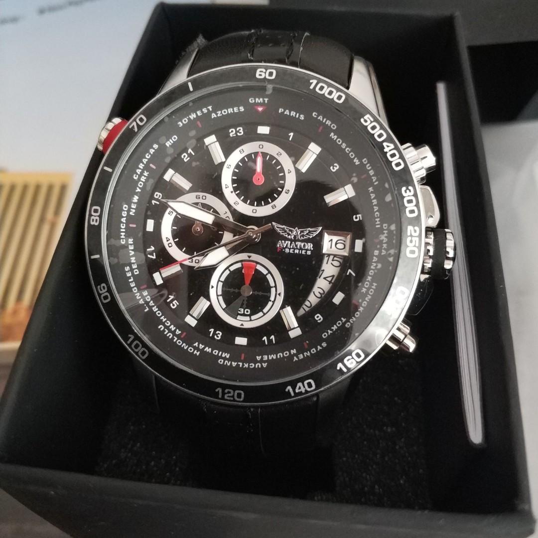 Aviator F series World Time Tachymetre Chronograph Watch Mobile Phones Gadgets Wearables Smart Watches on Carousell