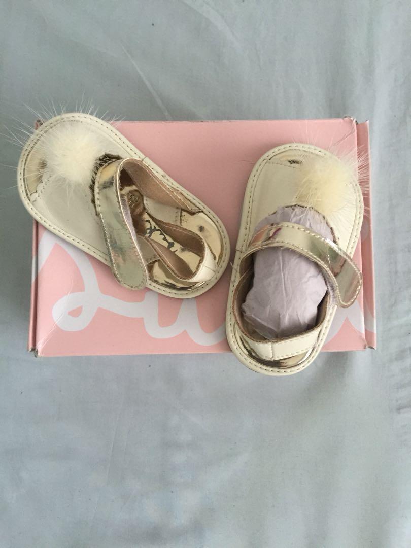 Baby girl sandals (Category: Babies & Kids Fashion) located in Balanga. Submitted by wandermum (Listing ID 202578997, Image 1). Description: Used just a few times Good as new Fits 4mos-10mos.