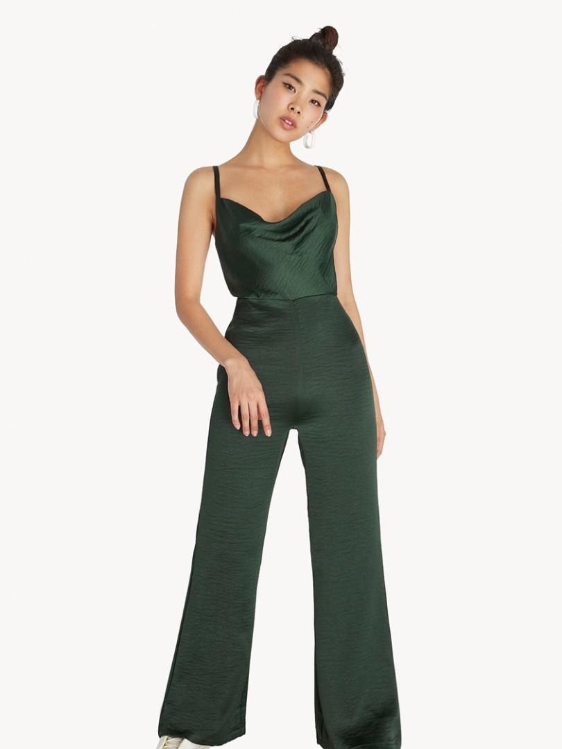 satin cowl neck jumpsuit