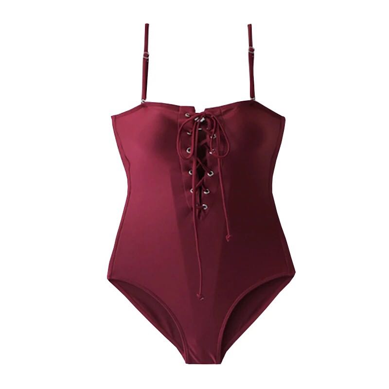 burgundy swimming costume
