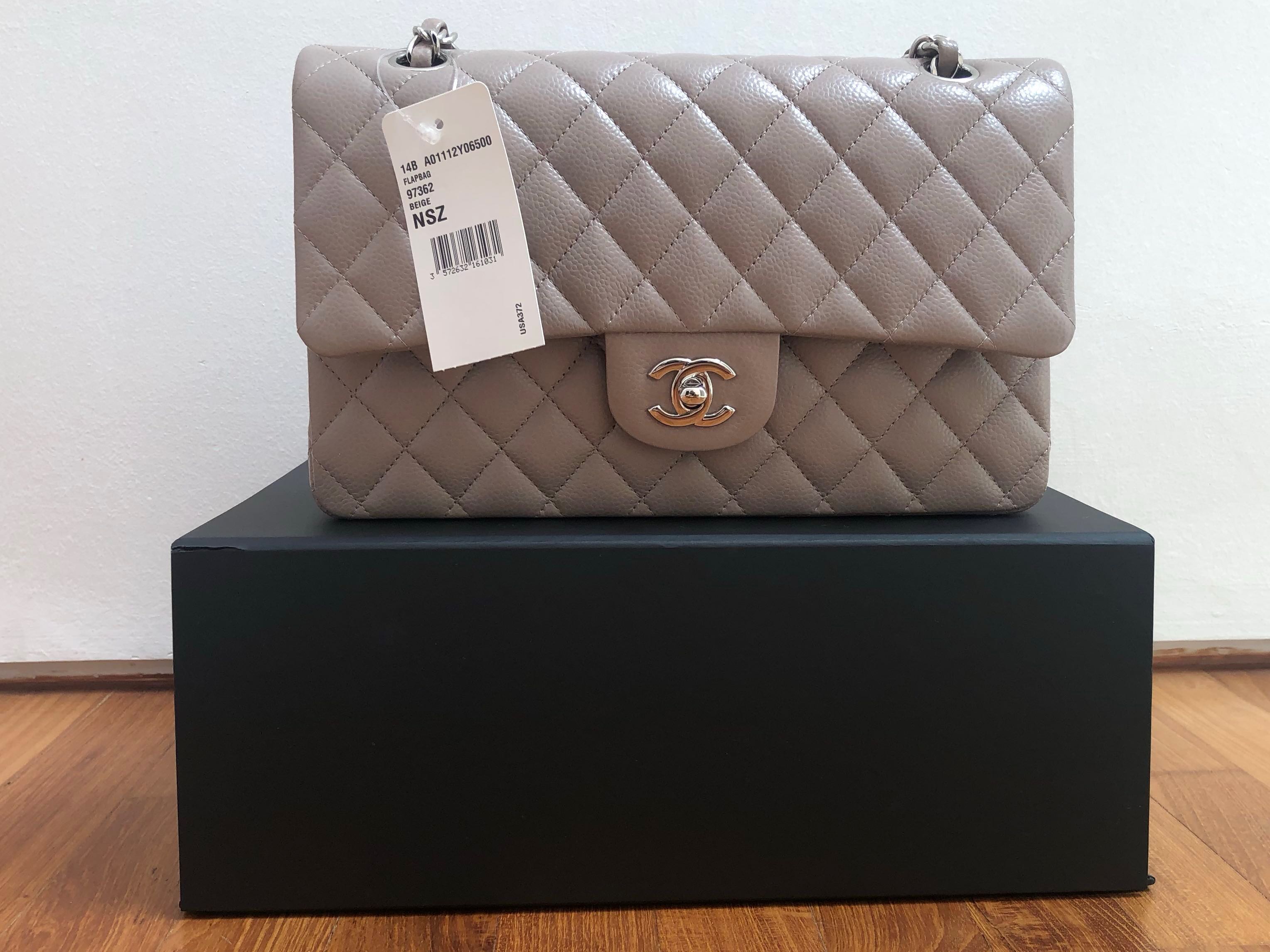 Chanel Medium Flap in Caviar 14B Beige (Taupe) Brand New with Tag, Luxury,  Bags & Wallets on Carousell