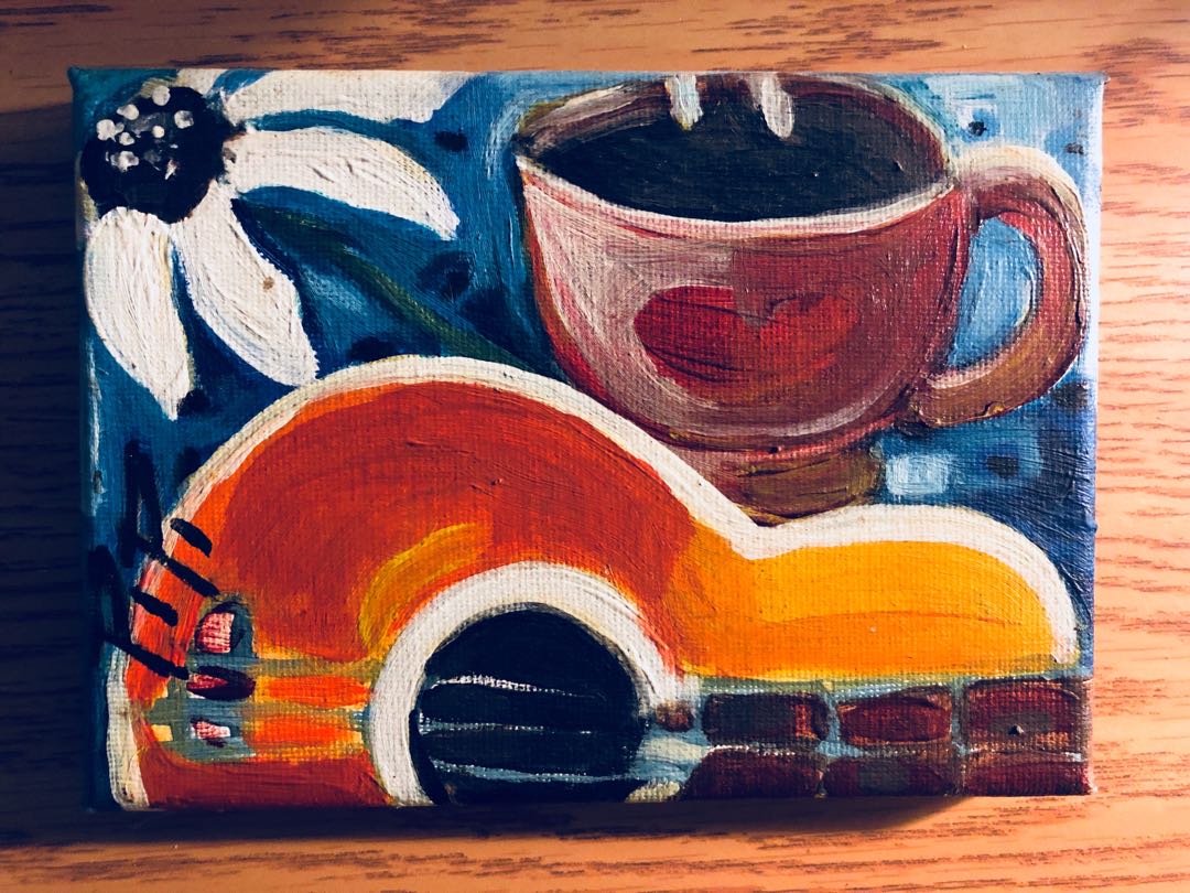 Coffee And Guitar Painting Design Craft Artwork On Carousell