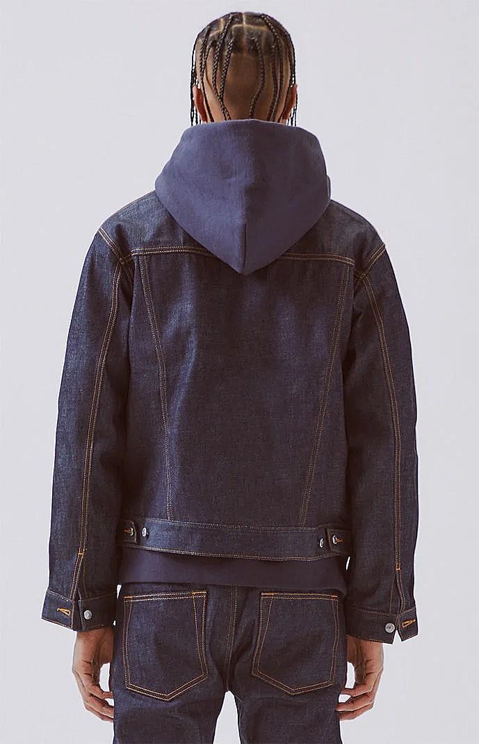 Fog Essentials Denim Jacket Raw Indigo Large Men S Fashion Clothes Outerwear On Carou - Denim Jacket With Leather Sleeves And Hood Fog Essentials Denim Jacket Raw Indigo Large Men S Fashion Clothes Outerwear On Carou - Denim Jacket With Leather Sleeves And Hood