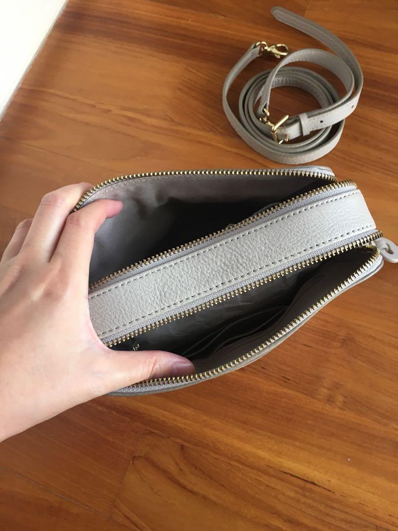 Fossil Sydney fringe crossbody bag mineral gray, Women's Fashion, Bags