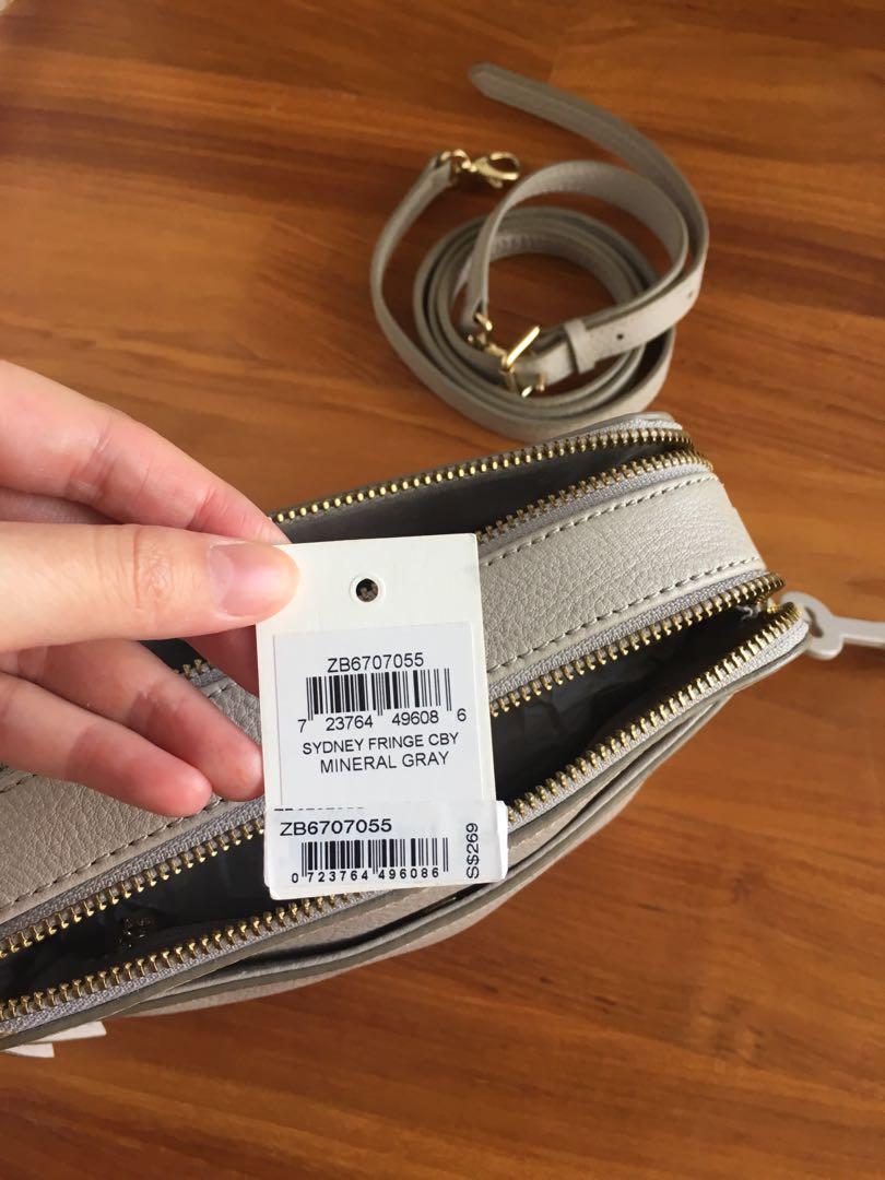 Fossil Sydney fringe crossbody bag mineral gray, Women's Fashion, Bags