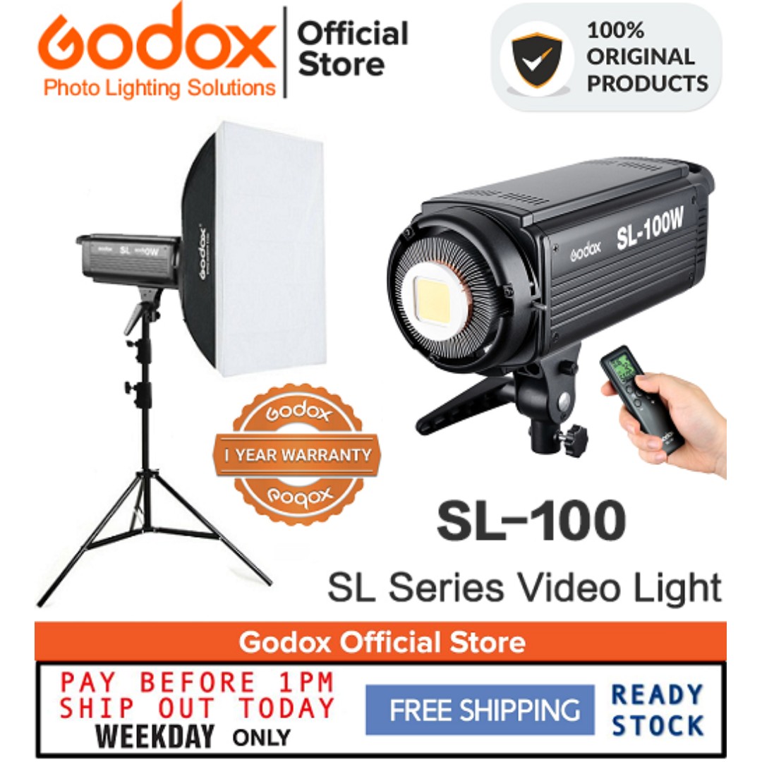 Godox SL 100 LED Video Light Daylight Balanced With Softbox