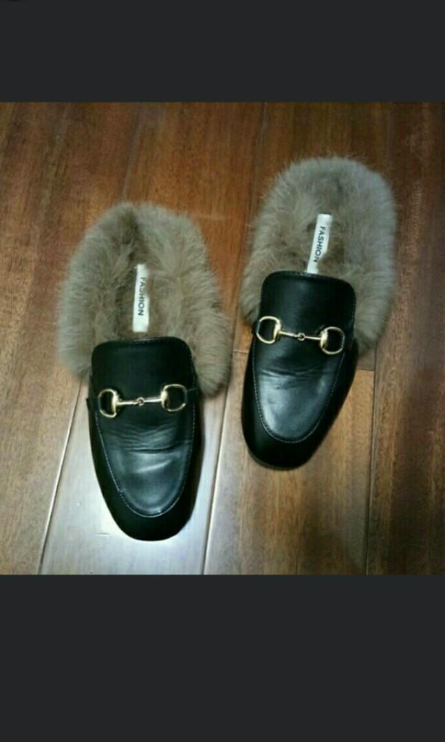 gucci inspired fur loafers