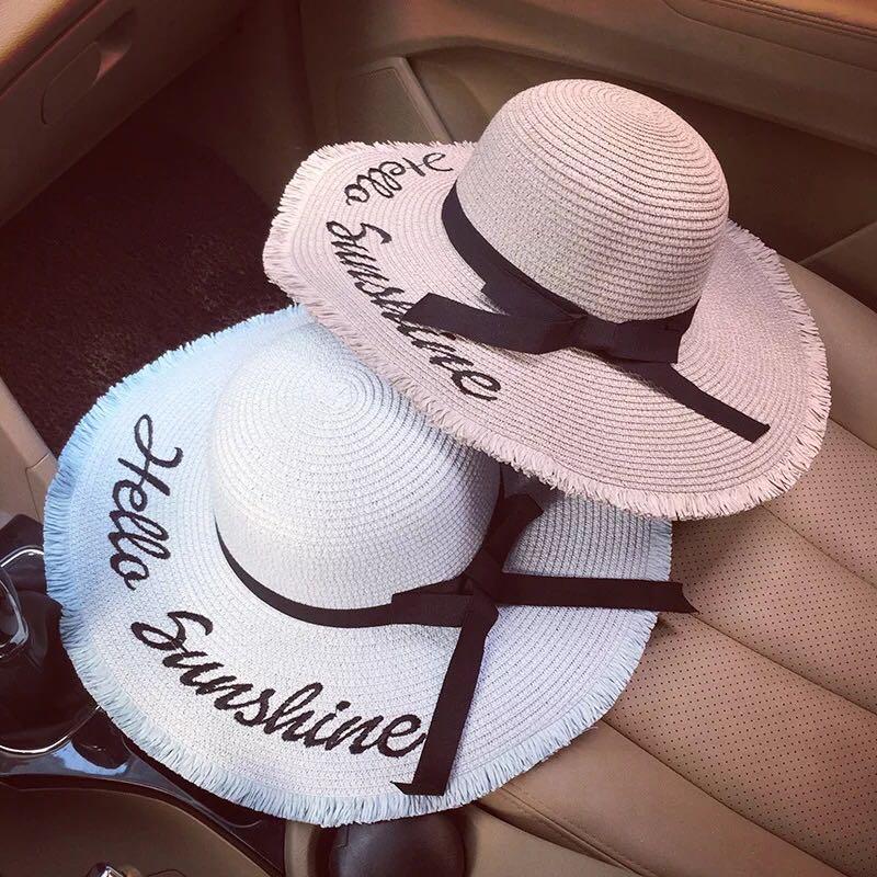 Hello Sunshine Straw Hat for Beach (Cream), Women's Fashion, Watches &  Accessories, Hats & Beanies on Carousell