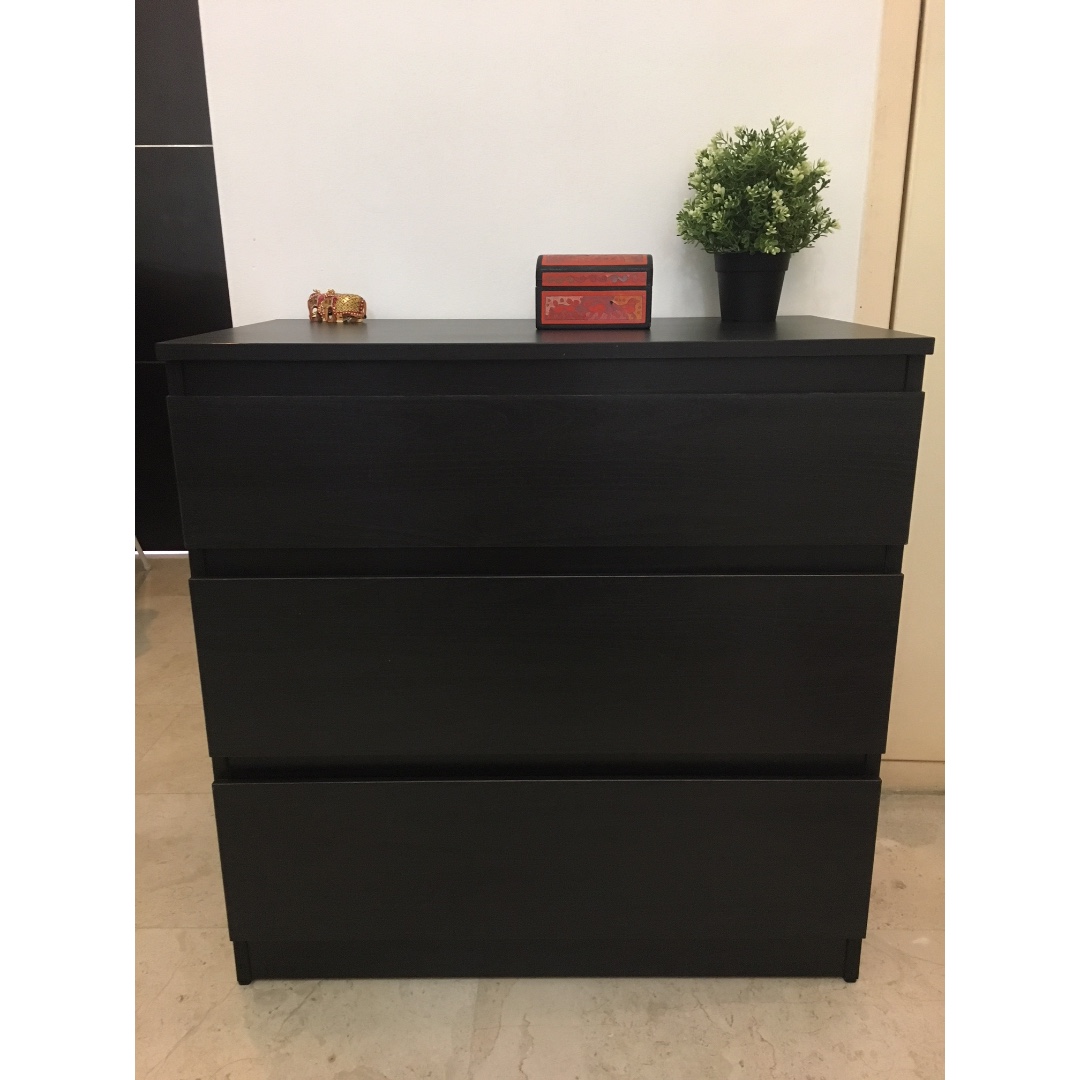 Ikea Drawers Like New Shiny Black 3 Drawers Furniture Shelves Drawers On Carousell