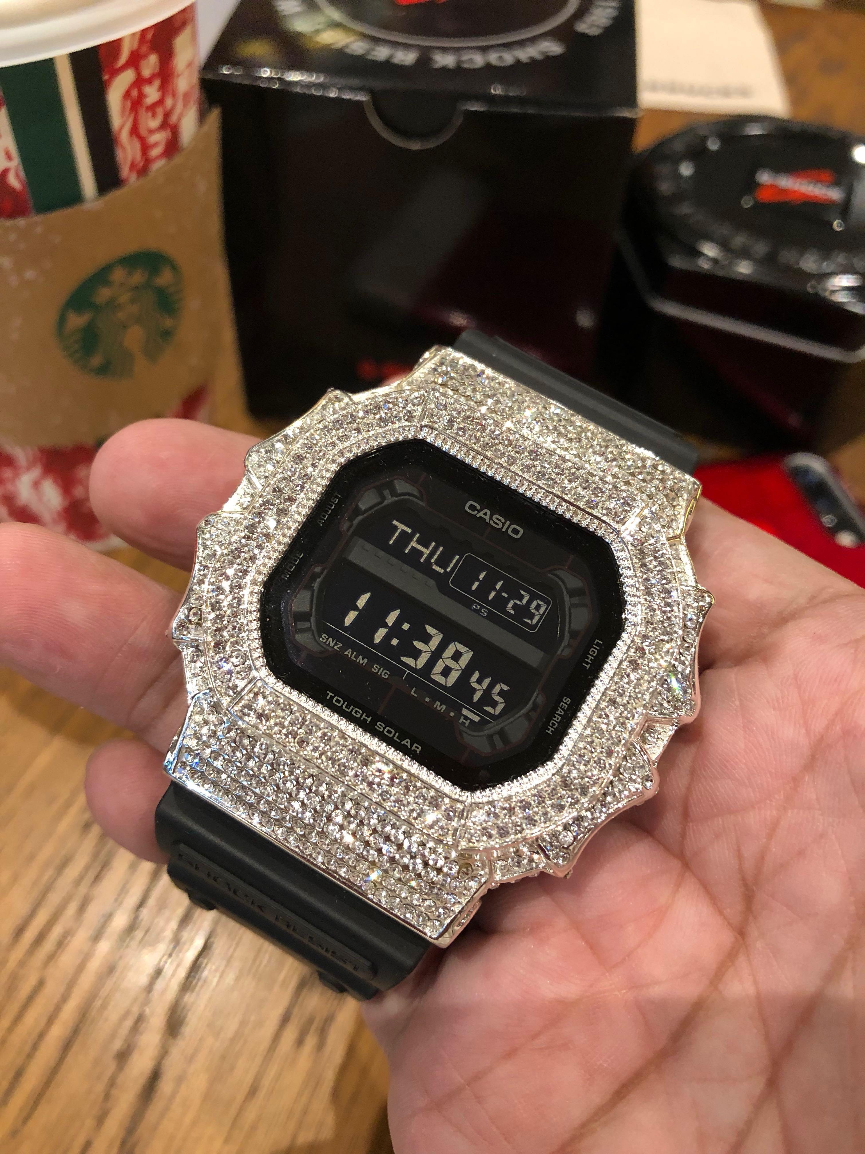 L authentic and original GX56 G Shock King in chrome metal bezel with bling bling crystals. Gshock gshock g shock G SHOCKN Casio CASIO