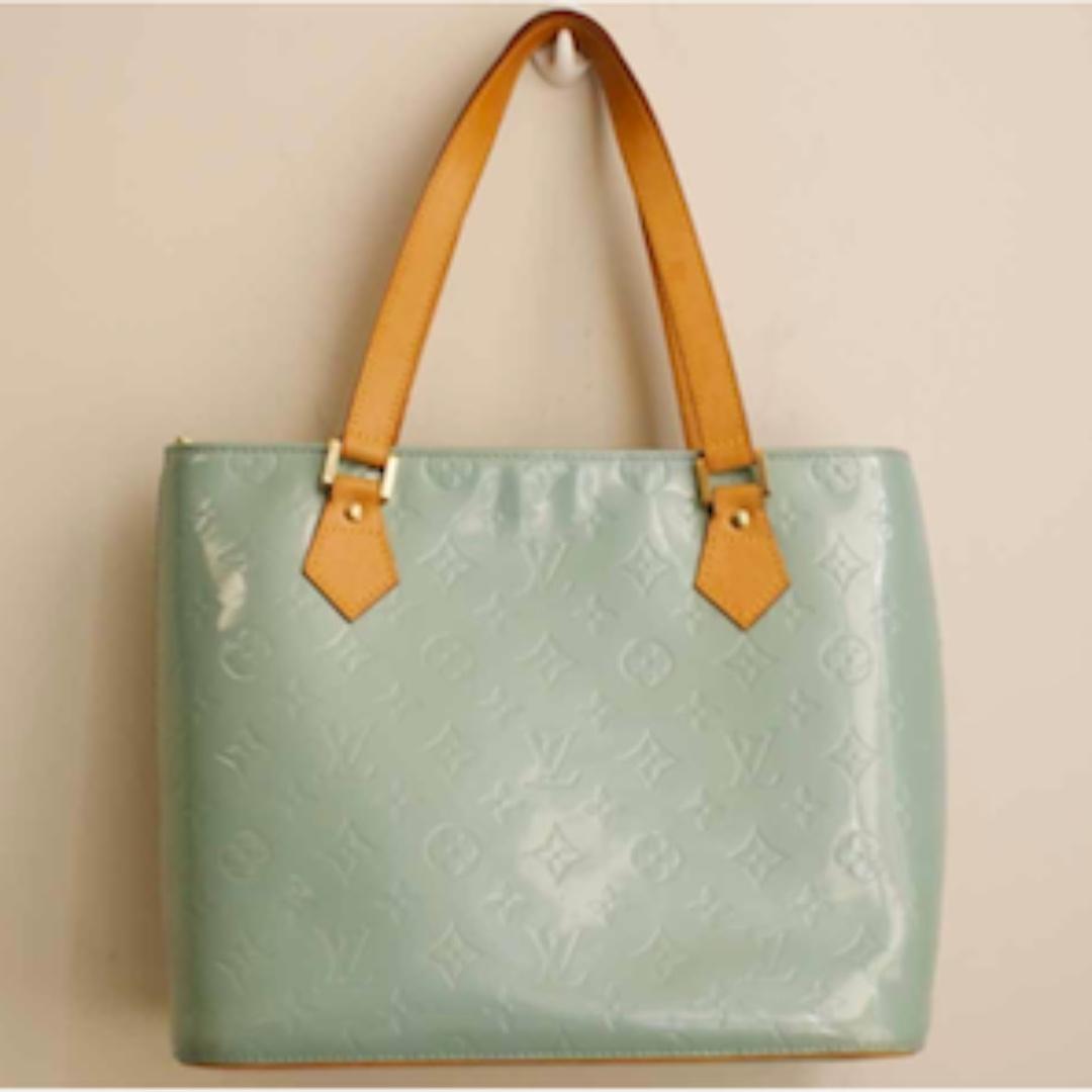 Louis vuitton Authentic LV houston Mint green monogram vernis leather tote bag, Luxury, Bags ...