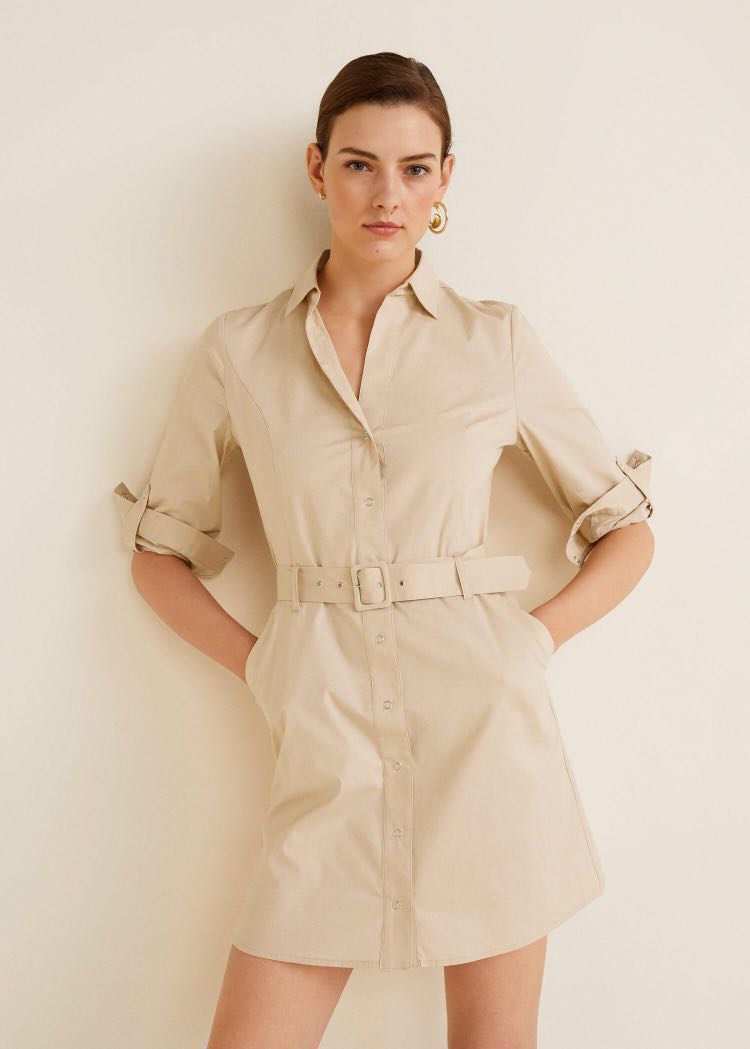 Mango cotton shirt dress sales