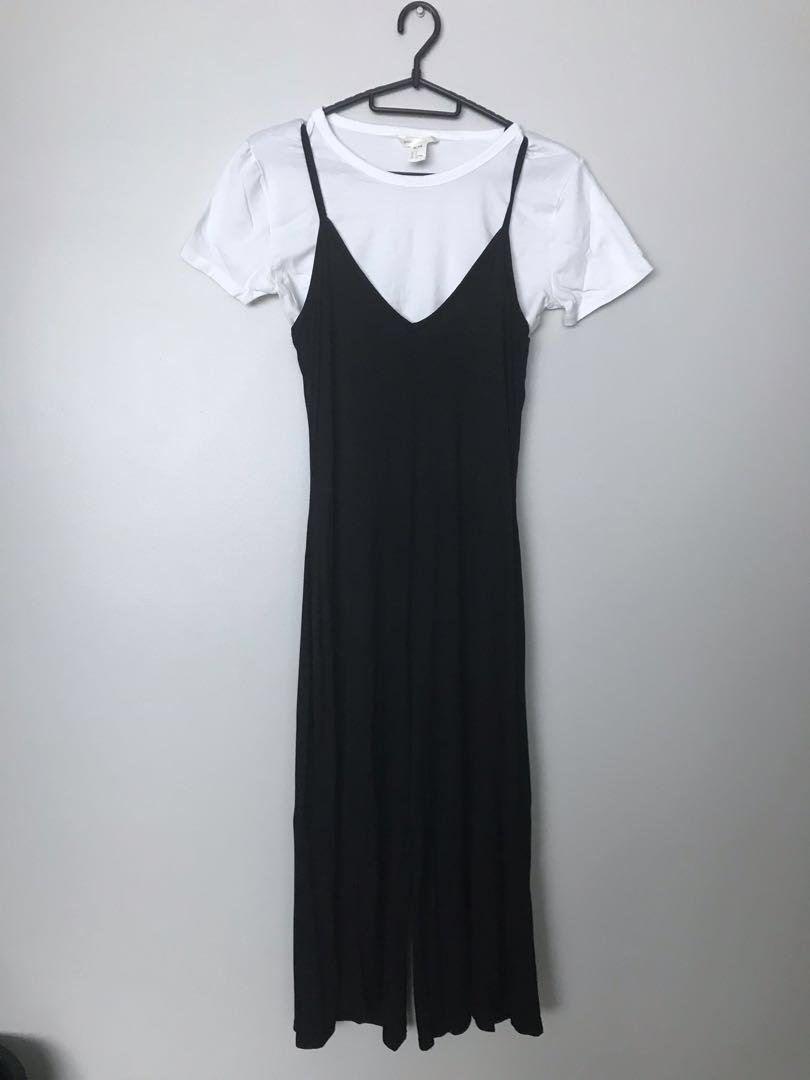 black jersey culotte jumpsuit