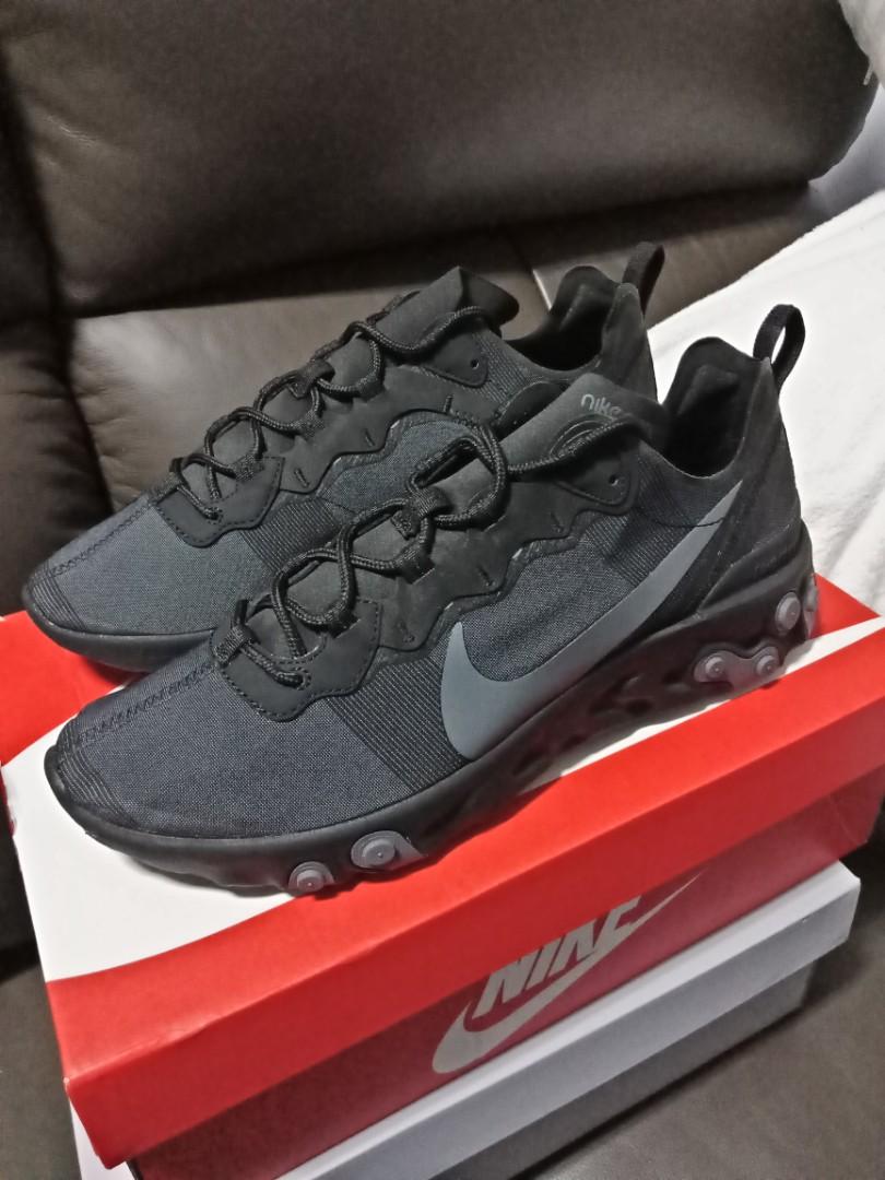 Nike React Element 55 Triple Black US 10 Men s Fashion Footwear
