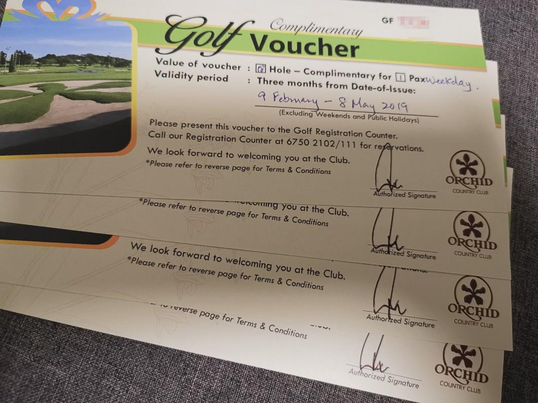 Orchid Country Club Golf Game Vouchers For 4 Tickets Vouchers Vouchers On Carousell