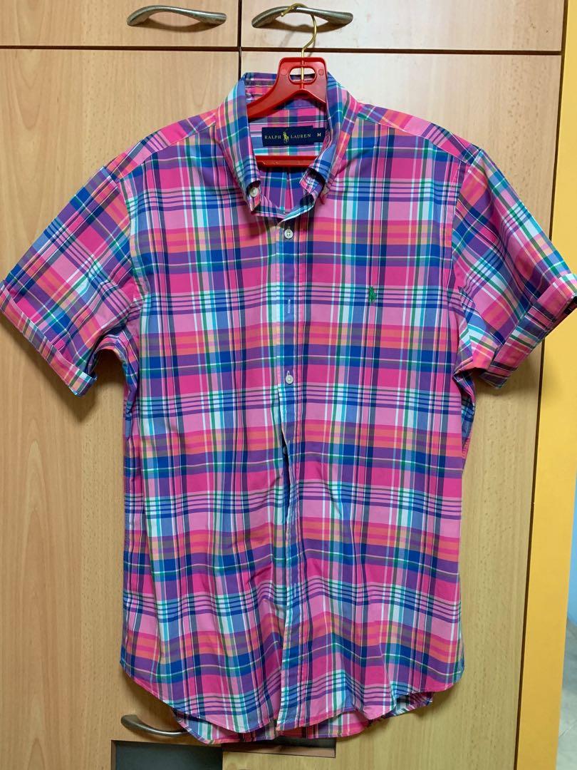 ralph lauren pink short sleeve shirt