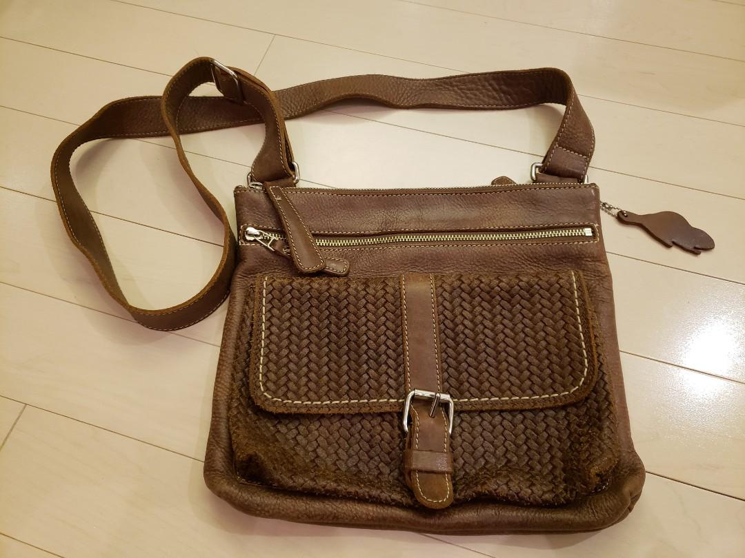 Roots Brown Woven Leather Crossbody Bag, Women's Fashion, Bags & Wallets on Carousell