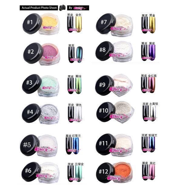12 Colour Chrome Nail Powder Best Seller Mirror Nail Art Tools