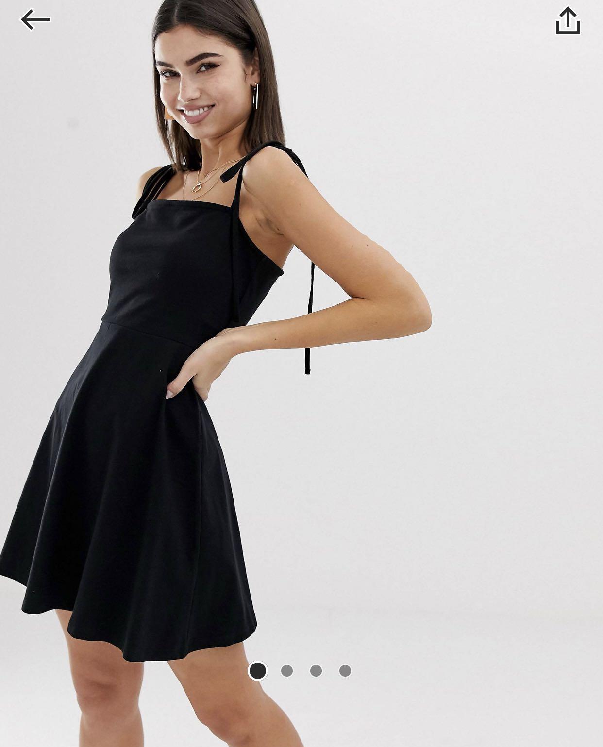 asos black square neck dress