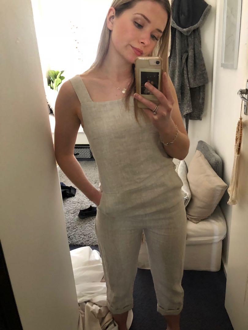 assembly label wide strap linen jumpsuit