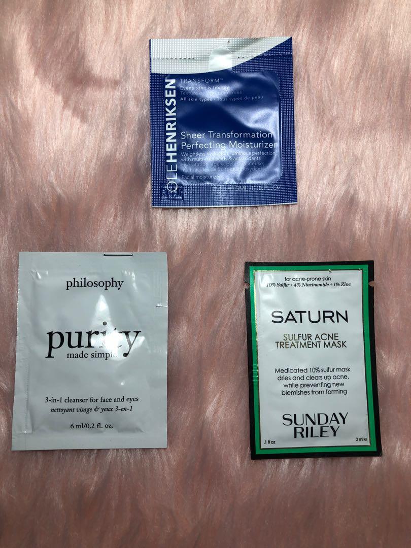 ASSORTED FREEBIES FROM SEPHORA (Category: Face Care) located in Quezon City. Submitted by shopwithus08__ (Listing ID 214366737, Image 1). Description: Take all 3 for 180!.
