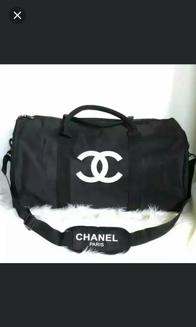 authentic-chanel-gym-duffle-bag-with-white-stitched-logo-vip-gift
