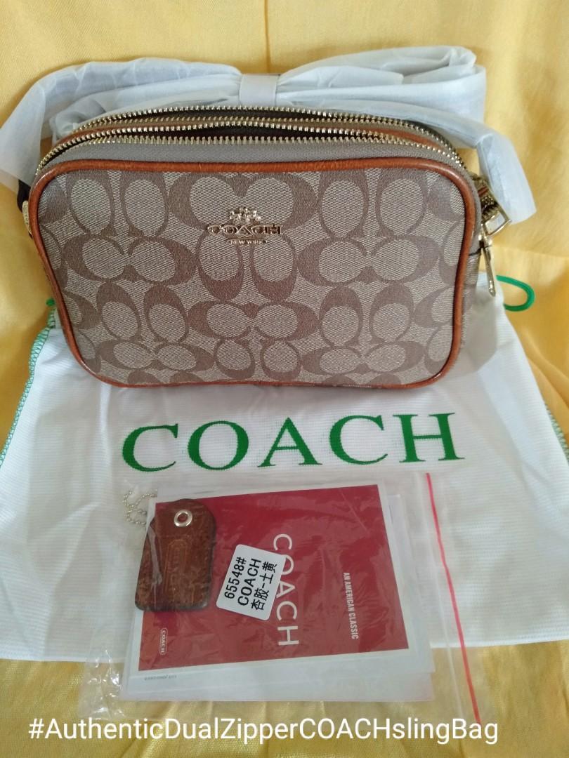 Authentic Coach Dual Zipper Sling Bag Women S Fashion Bags
