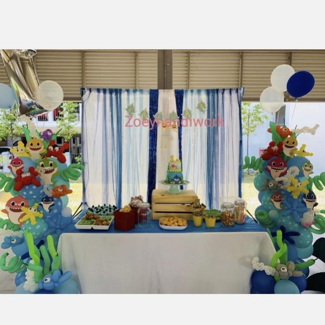 Baby Shark Balloon Columns With Backdrop Set Hobbies Toys Stationery Craft Occasions Party Supplies On Carousell