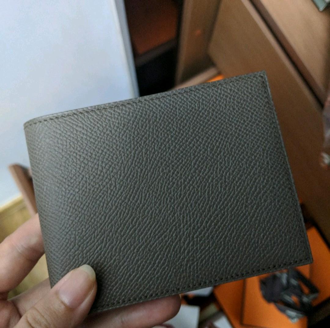BNIB Authentic Hermes Men's Wallet in Etoupe Epsom Leather, Luxury ...