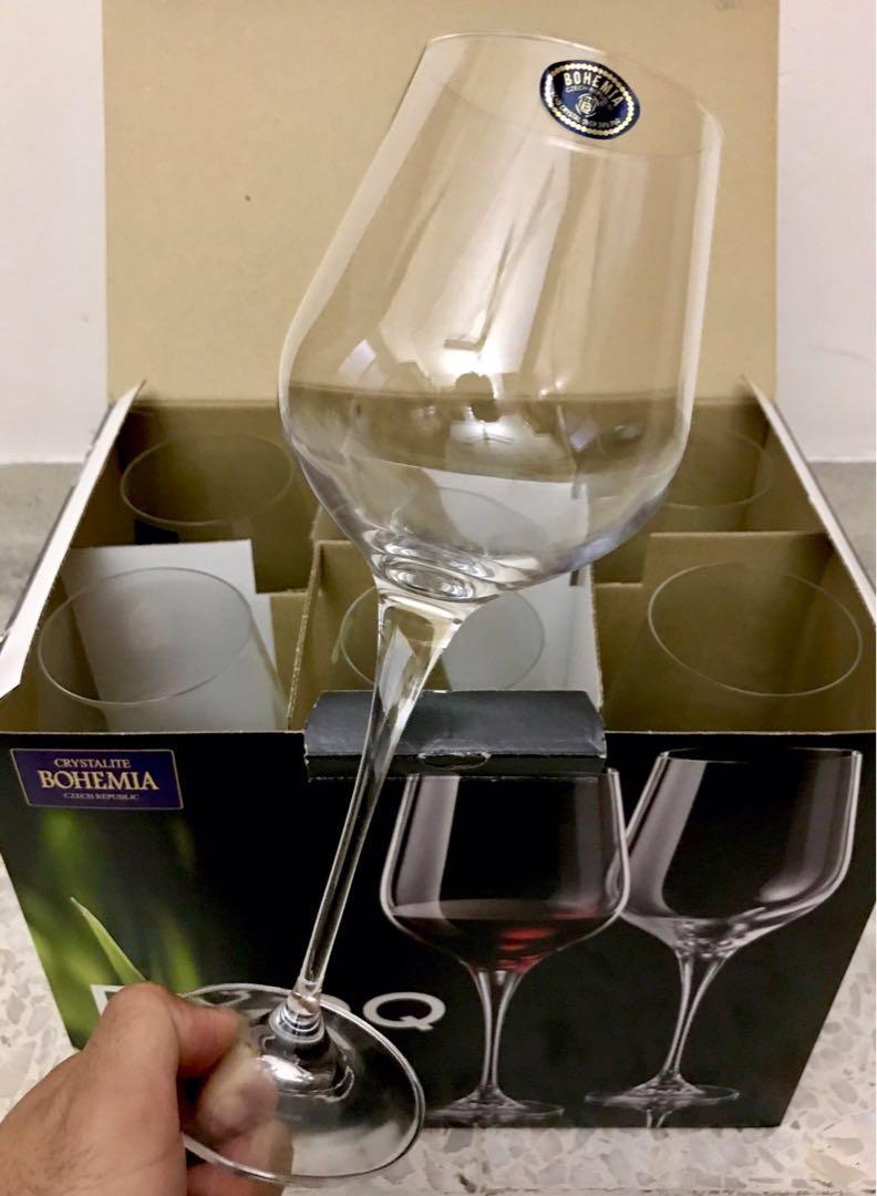 Bohemia Crystal Wine Glasses, Evoq Series (540ml X6), Furniture & Home